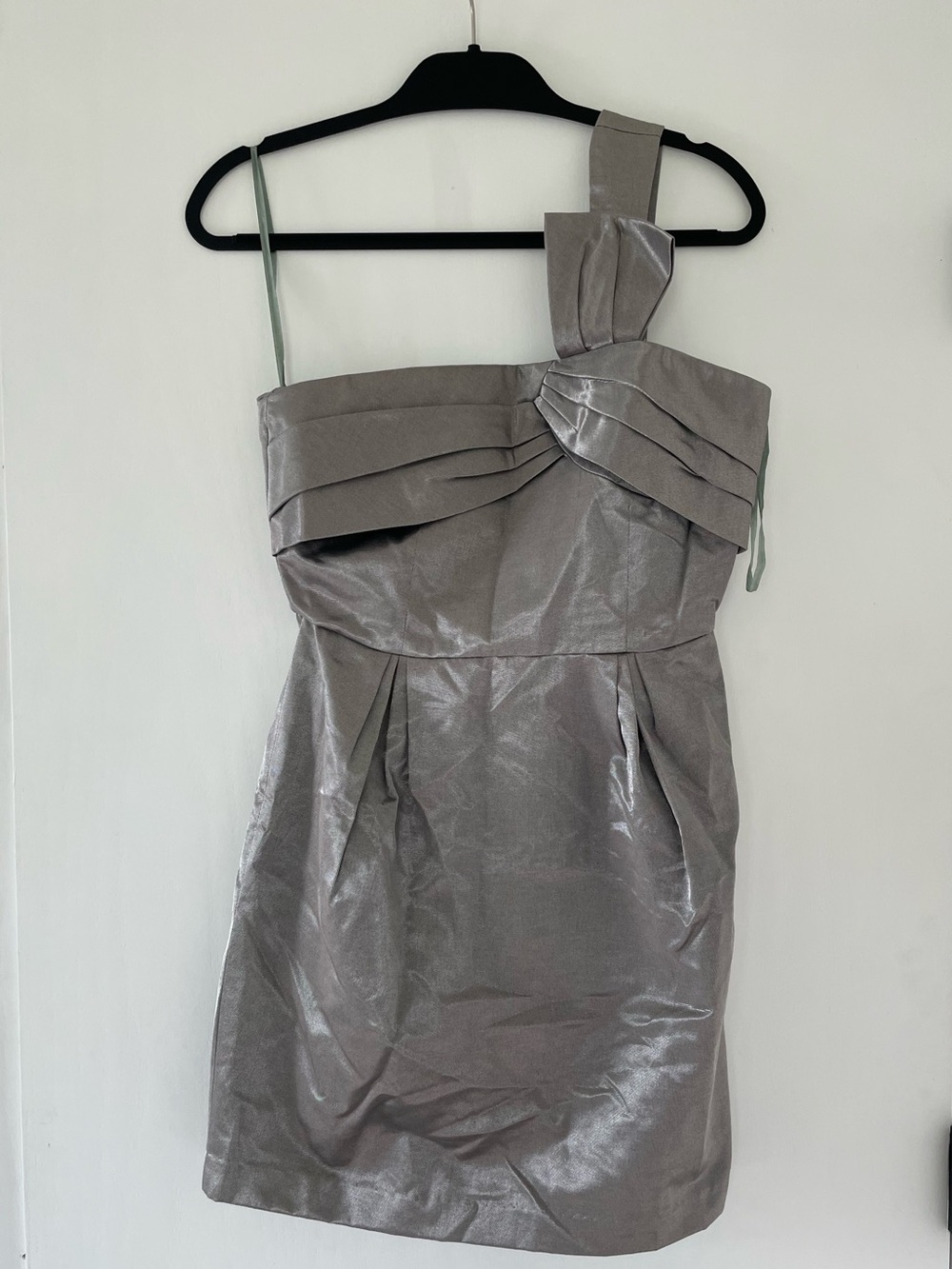 Silver One-Shoulder Cocktail Dress